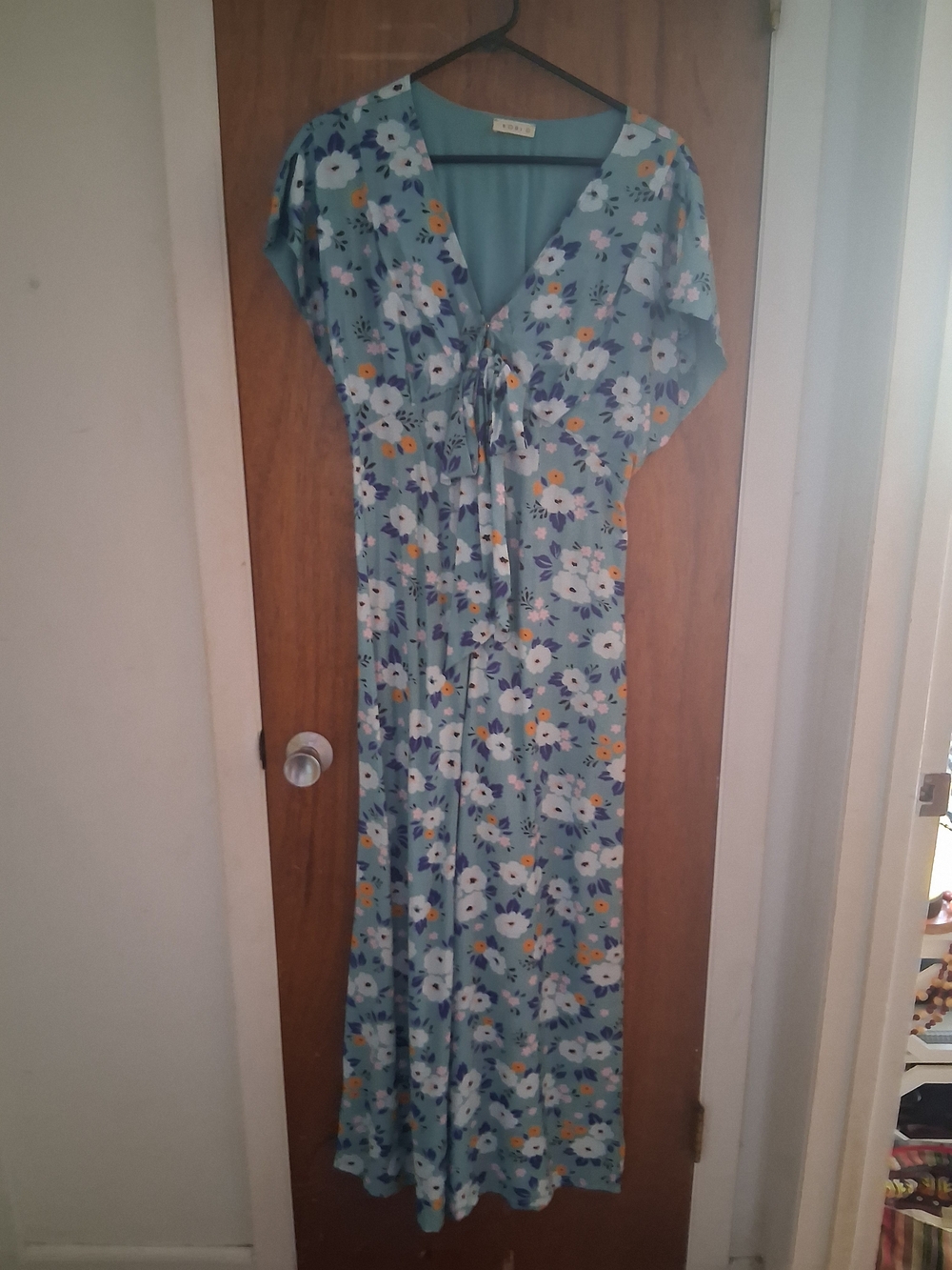 Kori Aqua Floral Tie-Front Jumpsuit